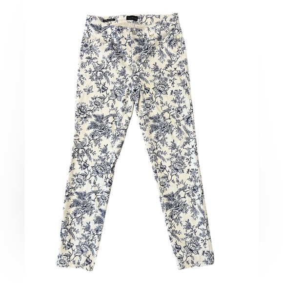 Talbots Floral Blue and White Ankle Slim Pants Sz 2 - Picture 4 of 7